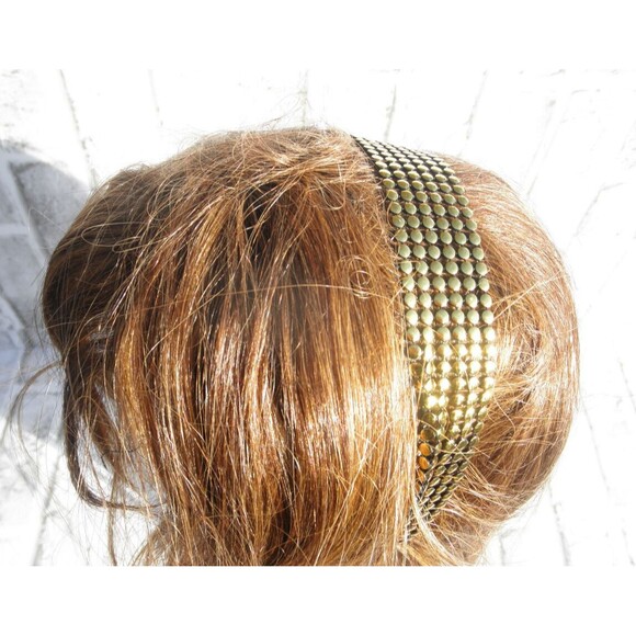 NEW by JUST BASIC, ELASTIC HEADWRAP, HEADBAND BLACK WITH GOLD TONE DECOR  #5 - Picture 5 of 12